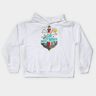 Gib mir Meer Leuchtturm mit Möwen Kids Hoodie